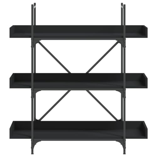 3-Tier Industrial Bookcase, Open Wood Bookshelf with Metal Frame, Storage Display Rack for Living Room, Home Office, 39.4 x 13 x 42.7 Inch, Black - color: Black 14