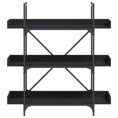 3-Tier Industrial Bookcase, Open Wood Bookshelf with Metal Frame, Storage Display Rack for Living Room, Home Office, 39.4 x 13 x 42.7 Inch, Black - color: Black 14