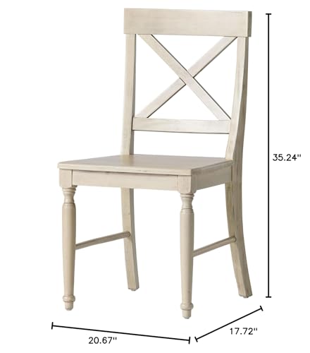 Christopher Knight Home Rovie Acacia Wood Dining Chairs, 2-Pcs Set, Antique White