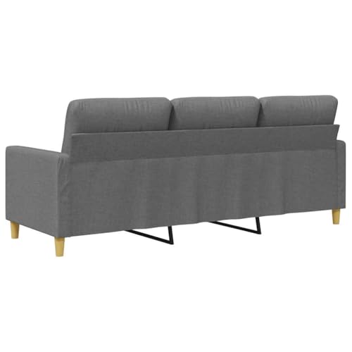 3-Seater Sofa Dark Gray FabricCouch with Metal Frame and Foam Cushions, Rectangular Mid-Century Modern Settee Furniture for Living Room and Office Seating - size: 3-Seater