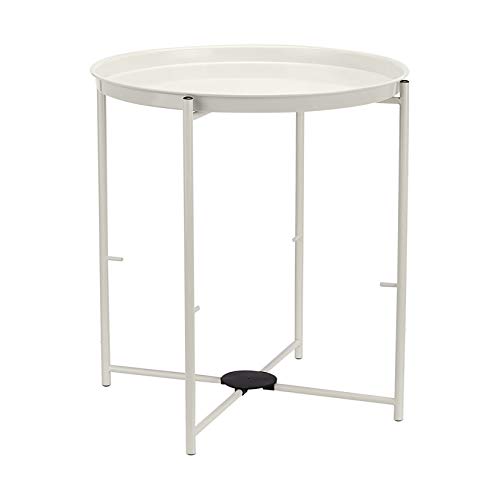 Amazon Basics Round Storage End Table, Nightstand with Cloth Basket, Bedside Table, White/Heather Gray, 17.7" L x 17.7" W x 18.9" H - color: White