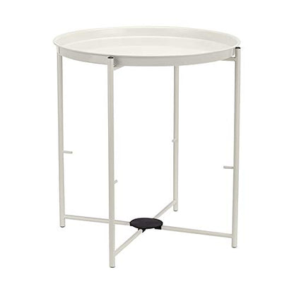 Amazon Basics Round Storage End Table, Nightstand with Cloth Basket, Bedside Table, White/Heather Gray, 17.7" L x 17.7" W x 18.9" H - color: White