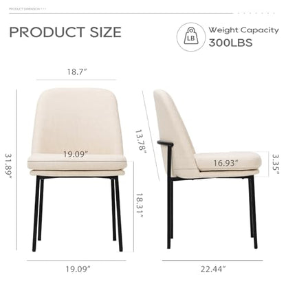 COLAMY Upholstered Dining Chairs Set of 2, Modern Dining Room Chairs with Curved Back and Metal Legs, Dinner Chair Kitchen Chairs for Dining Room and Living Room, Beige - color: Beige-f, size: Set of 2