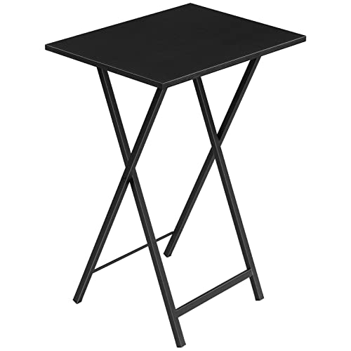 HOOBRO Folding TV Tray Table, Stable Snack Table for Small Space, Portable Sofa Side Table, Easy Assembly and Storage, Ideal for Snacks and Meals in Living Room, Black BK15BZ01 - color: Black