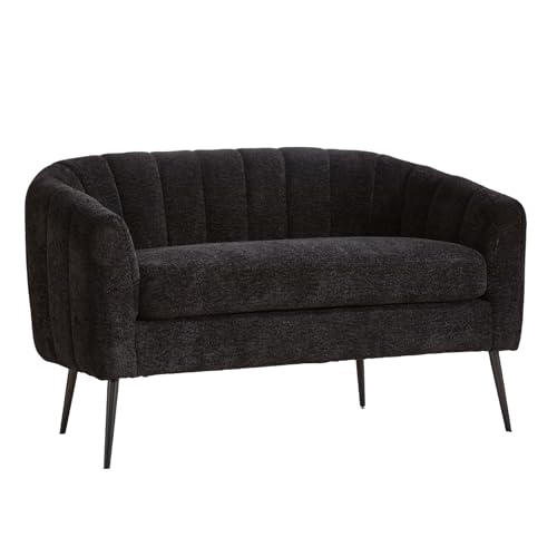 Chifee & Vingol Black Loveseat Sofa 50.2'' Wide Upholstered Loveseat Accent Couch with Metal Legs Modern 2-Seater Sofa for Living Rooms Bedroom Apartment Office,Black - color: S3055-black