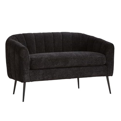 Chifee & Vingol Black Loveseat Sofa 50.2'' Wide Upholstered Loveseat Accent Couch with Metal Legs Modern 2-Seater Sofa for Living Rooms Bedroom Apartment Office,Black - color: S3055-black