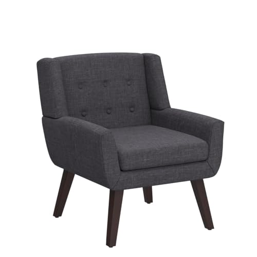 HUIMO Accent Chair for Living Room,Upholstered Button Linen Armchair Chair | Mid Century Modern Tufted Armchair with Fabric,Comfy Arm Chairs for Club Living Room Reading Bedroom,Waiting Room Dark rey - color: Grey