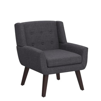 HUIMO Accent Chair for Living Room,Upholstered Button Linen Armchair Chair | Mid Century Modern Tufted Armchair with Fabric,Comfy Arm Chairs for Club Living Room Reading Bedroom,Waiting Room Dark rey - color: Grey