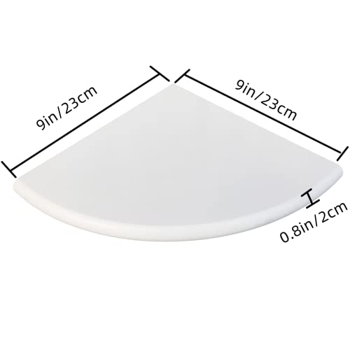 White Marble Corner Shower Shelf for Bathroom, 9'' x 9'' x 0.8'' Faux Marble Corner Shelves for Bathroom Wall Mounted Both Side Polished (1, White)
