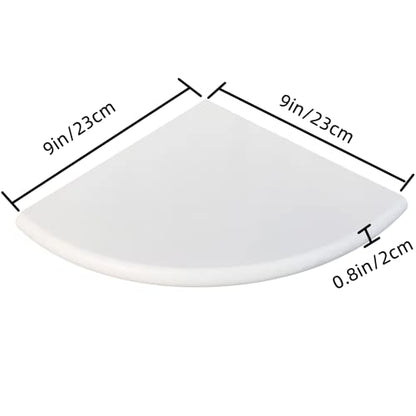 White Marble Corner Shower Shelf for Bathroom, 9'' x 9'' x 0.8'' Faux Marble Corner Shelves for Bathroom Wall Mounted Both Side Polished (1, White)