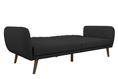 Novogratz Brittany 82 Inch Futon Sofa Bed in Faux Leather, Upholstered Couch Sleeper with Tufted Back, Mid-Century Modern Design, Dark Gray - color: Dark Gray
