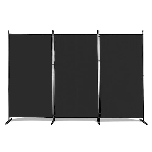 Room Divider,6 Ft Tall Folding Privacy Screen Room Dividers,Portable Partition for Separator,Freestanding Room Partition Wall Dividers for Home Office Bedroom (Black,3 Panel) - color: Black,3 Panel
