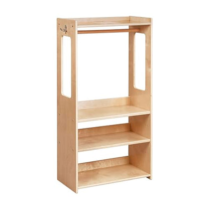 ECR4Kids TrendiTot Clothing Rack with Adjustable Shelves, Kids Wardrobe, Natural - color: Beige