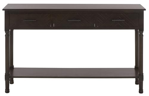 SAFAVIEH Home Collection - Peyton Dark Chocolate Console Table with 3 Drawers and 1 Shelf, Farmhouse Accent Entryway Table (CNS5705E)
