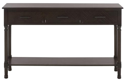 SAFAVIEH Home Collection - Peyton Dark Chocolate Console Table with 3 Drawers and 1 Shelf, Farmhouse Accent Entryway Table (CNS5705E)