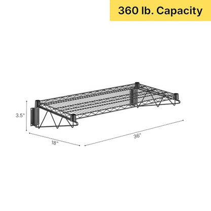 18" x 36" Black Epoxy Wire Wall Mount Shelf - color: Black, size: 18" x 36"