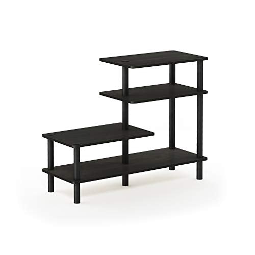 Furinno Turn-N-Tube 3-Tier Side Display Rack, Espresso/Black | Tool-Free Open Frame Book Shelf, Accent Display Shelf, for Organization and Storage, Living Room, Garage, Home Office - color: Espresso/Black, style: 4-Tiers, Side Ladder