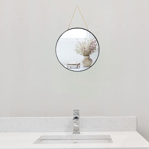 YCHMIR Small Round Wall Mirror,Bathroom Mirror (Black, 11.8 in.) - color: Black