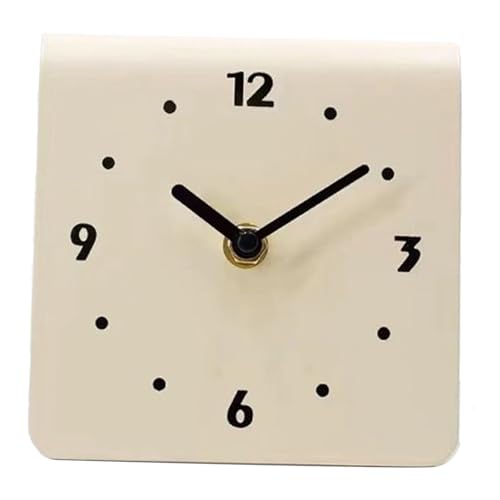 Desk Clock, Shelf Clock, One Piece Table Clocks, Silent Battery Operated, Modern Minimalist Style Decoration, Operated for Living Room Bedroom Home Decor (Black) (Cream White) - color: Cream White