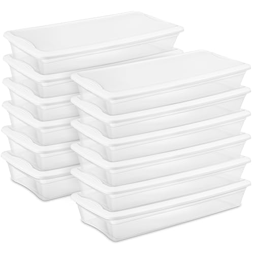 Sterilite 12-Pack 41 Quart Storage Box, Stackable Clear Plastic Bins with Snap-On Lids - Heavy-Duty Organizing Containers for Closet, Bathroom, and Office - size: 41 Quart, style: 12 Pack
