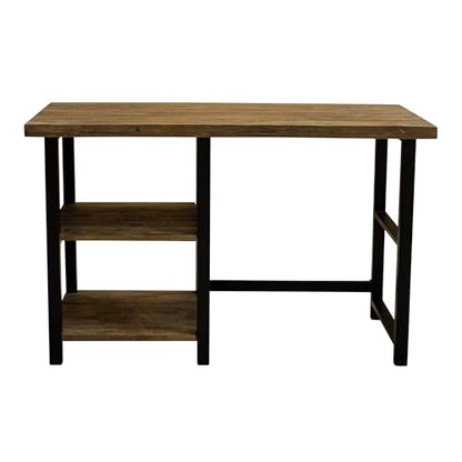 Alaterre Furniture Pomona Industrial Study Desk, Natural, 48”x24”x30” | Writing Desk with Solid Pine Wood Top, 2 Open Shelves, Metal Frame, Floor Levelers, For Home Office, Bedroom, or Dorm - style: Desk with Shelves