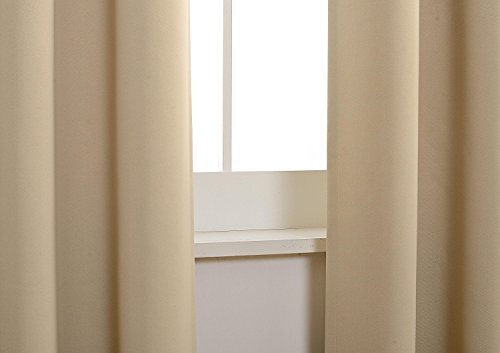 MYSKY HOME Beige Bedroom Curtains, 84 Inch Long Blackout Curtains for Living Room, Dark Grommet Window Curtains, Privacy Protect, Room Darkening, Single Panel, 52 x 84 Inch - color: Beige, size: 52"W x 84"L (Pack of 1)