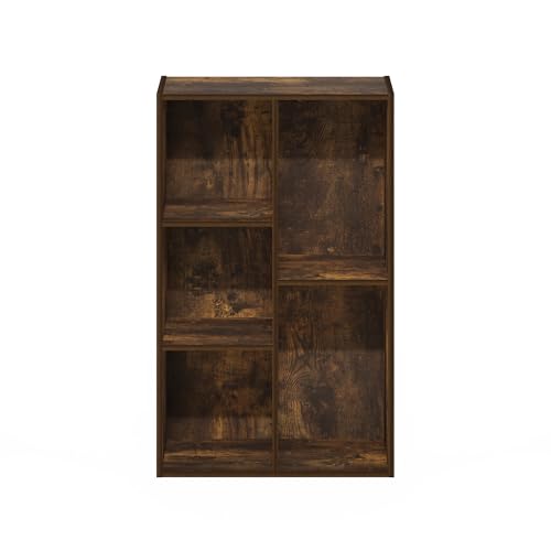 Furinno LUDER Book Shelf, 5-Cube Bookshelf, Reversible Bookcase, 9.4 x 19.5 x 31.5, Easy Assembly, for Living Room, Bedroom, Home Office, Amber Pine - color: Amber Pine, size: 5-Cube