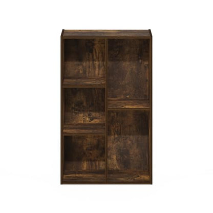Furinno LUDER Book Shelf, 5-Cube Bookshelf, Reversible Bookcase, 9.4 x 19.5 x 31.5, Easy Assembly, for Living Room, Bedroom, Home Office, Amber Pine - color: Amber Pine, size: 5-Cube