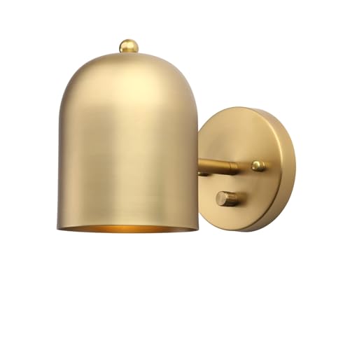 Modern Dimmable Wall Sconce Hardwired | Brass Finish Wall Light Lamp Adjust Light Head, E26 Bulb Base Reading Wall Lighting Decor for Living Room Bedroom Hallway - color: Brass Gold