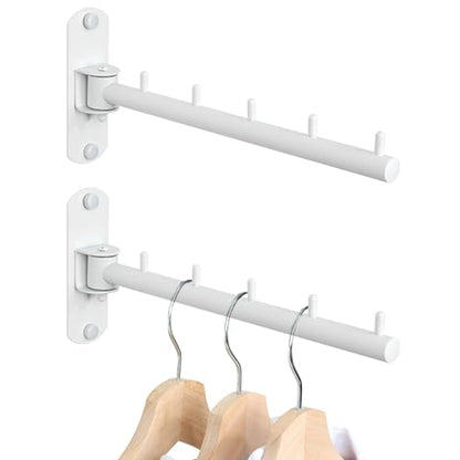 Mooche Swing Clothes Hanger Rack, Garment Racks 9.45" Long, White-2Pack | 180°Rotation Laundry Drying Rack 304 Stainless Steel Space Saving Wall Mounted for Laundry Room Bedroom Balcony - color: White, size: 2 Pack