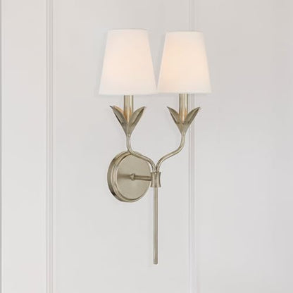 Crystorama Broche 2 Light Antique Silver Sconce - color: Antique Silver, size: Width: 12 Inches