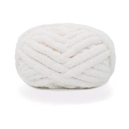 Chunky Knit Chenille Yarn for Hand Knitting Blankets, Super Soft Big Jumbo Blanket Yarn, Cream White - color: Cream White