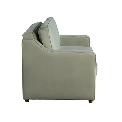 Serta® Santa Cruz 62.2" Convertible Loveseat, Full-Size, Recessed Track Arms, Dream Coil® Comfort, Fingerguard® Pinch Point Protection, Soft Velvet Fabric, Sage