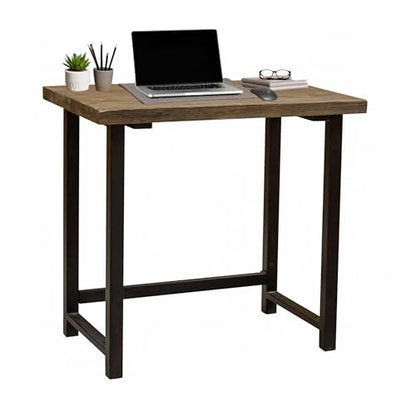 Alaterre Furniture Pomona Compact Writing Desk, Natural, 32”x21”x30” | Rustic Industrial Style Small Home Office Desk with Solid Wood Top, Metal Frame, Durable Lacquer Finish and Floor Levelers - style: Desk Only