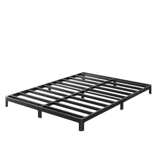 Yicensen 6 Inch Full Bed Frame Low Profile No Box Spring Needed, Heavy Duty Full Size Metal Platform Bed Frame with Rounded Corner Legs, Easy Assembly, Noise Free, Black - size: Full, style: 6 Inch