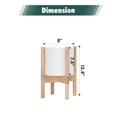 D'vine Dev Plastic Pot with Natural Wood Stand, White, 8 in, 55-C-J-1 | Mid-Century Inspired Design, Elevated Plant Display, Clean Lines, Sturdy Support, Modern Space-Saving Style - color: Matte White Pot + Natural Stand, size: 8 Inch