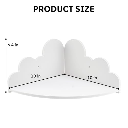 Cloud Floating Corner Shelves - Set of 3 Cloud Corner Wall Shelves for Kid’s Room White Floating Shelf Nursery Wall Deor Small Cute Clouds Dispaly Shelf for Toys Plants & Storage