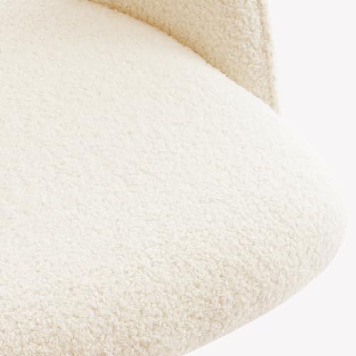 Furnimart Swivel Rolling Desk Chair, Adjustable Faux Fur Vanity Chair with Gold Legs, Cute Task Chair with Wheels for Living Room Bedroom Studying Small Places (Faux Fur White) - color: Faux Fur-white
