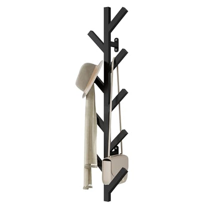 Prywot 2PK Vertical Hat Rack, Metal Coat Rack Wall Mounted, Black, 37.8" | 9 Hooks, Space-saving wall-mounted design, for Hats, Jackets, Coats, and Bags - Suitable for Entryways and Bedrooms - color: Black(2 Pack)