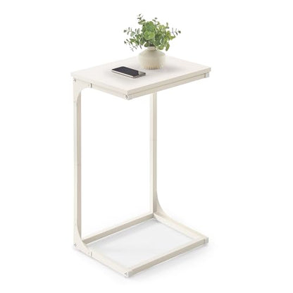 VASAGLE C-Shaped End Table, Side Table for Sofa with Metal Frame | Couch Table, Small TV Tray Table for Living Room, Bedroom, Cream White, Barnet Collection ULET353W77 - color: Cream White