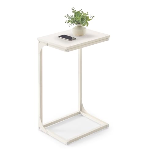 VASAGLE C-Shaped End Table, Side Table for Sofa with Metal Frame | Couch Table, Small TV Tray Table for Living Room, Bedroom, Cream White, Barnet Collection ULET353W77 - color: Cream White