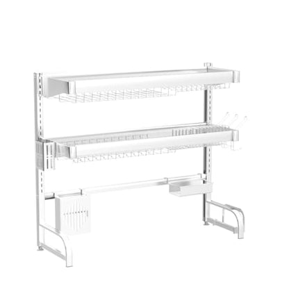 3 Tier Extra Large Stainless Steel Over The Sink Dish Drying Rack | Rust Proof Metal, Expandable Kitchen Sink Drainer, Counter Space Saving, Heavy Duty, Modern Silver, Multifunctional Storage - color: Silver, size: Over Sink 3 Tier