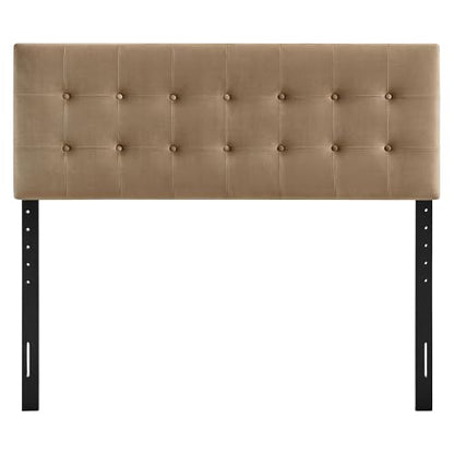 Modway Emily King Size Performance Velvet Headboard in Taupe - Stain-Resistant Velvet Upholstery with Button Tufting and 7 Adjustable Height Positions - color: Taupe, size: King