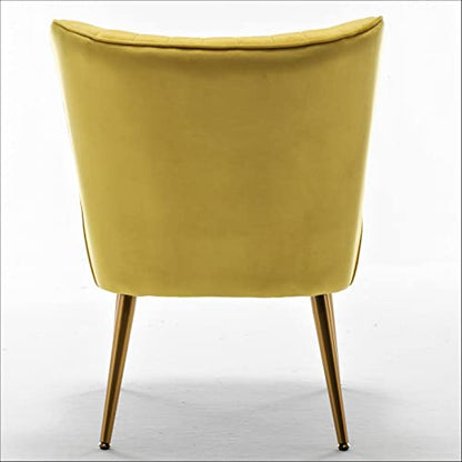 Container Furniture Direct Modern Velvet Accent Chair for Living Room, Bedroom, or Entryway, Stylish and Comfortable Armless Design with Metal Legs, Yellow - color: Yellow