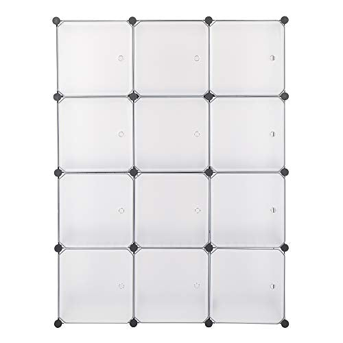 13.8 Inchs Cube Storage Organizer, Storage Cubes Shelves Bookshelf,Portable Closet Storage Shelves for Kids, Closet, Bedroom, Bathroom, Office White (12-Cube)