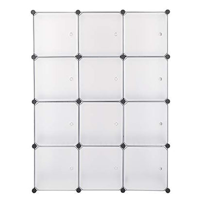 13.8 Inchs Cube Storage Organizer, Storage Cubes Shelves Bookshelf,Portable Closet Storage Shelves for Kids, Closet, Bedroom, Bathroom, Office White (12-Cube)