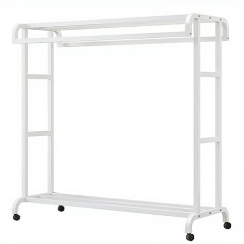 Portable Double Rod Clothing Rack - Metal Garment Organizer for Hanging Clothes - Versatile Storage Solution for Bedroom, Cloakroom & Laundry Room - 60cm/23.6in, White - color: White, size: 60cm/23.6in