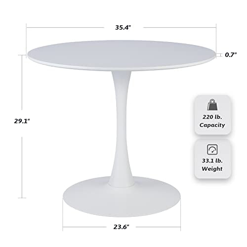 VONLUCE Round Dining Table, 36 Inch Tulip Table with MDF Top and Steel Base, Small Pedestal Table for Dining Room Kitchen Living Room More, Modern Bistro Table Kitchen Table with 220lb Capacity, White - color: 36'' White Round