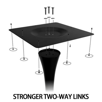23.6 Inches Round Dining Table, MDF Kitchen Table With Metal Pedestal Base | Smooth MDF Surface, Cylindrical Metal Pedestal, Easy Assembly, For Kitchens And Small Dining Areas - color: Black, size: 23.6 Inches