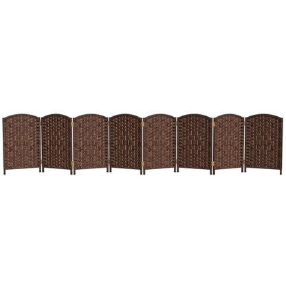 Red Lantern 2 ft. Short Diamond Weave Fiber Folding Screen - Dark Mocha - 8 Panel - color: Dark Mocha, size: 8 Panel
